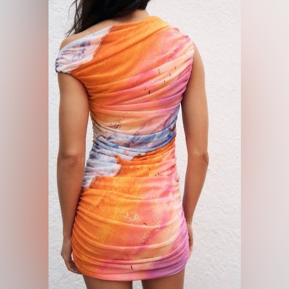 Zara dress mini drapped tulle bleach effect summer party night out - Picture 9 of 9